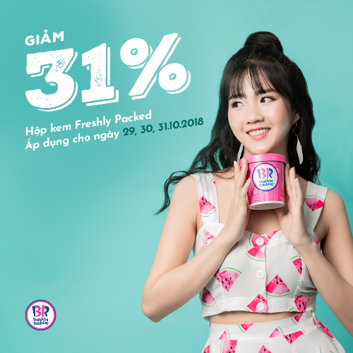 Baskin Robbins giảm 31% hộp kem Freshly Packed