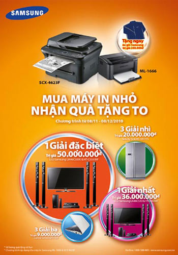 Mua máy in, nhận quà tặng từ Samsung Vina  