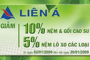 Nệm Liên Á giảm giá 5-10%