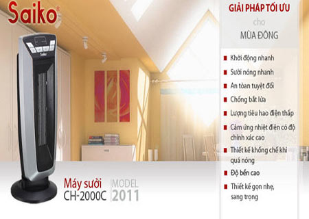 Quạt sưởi Saiko CH-2000C chống rét